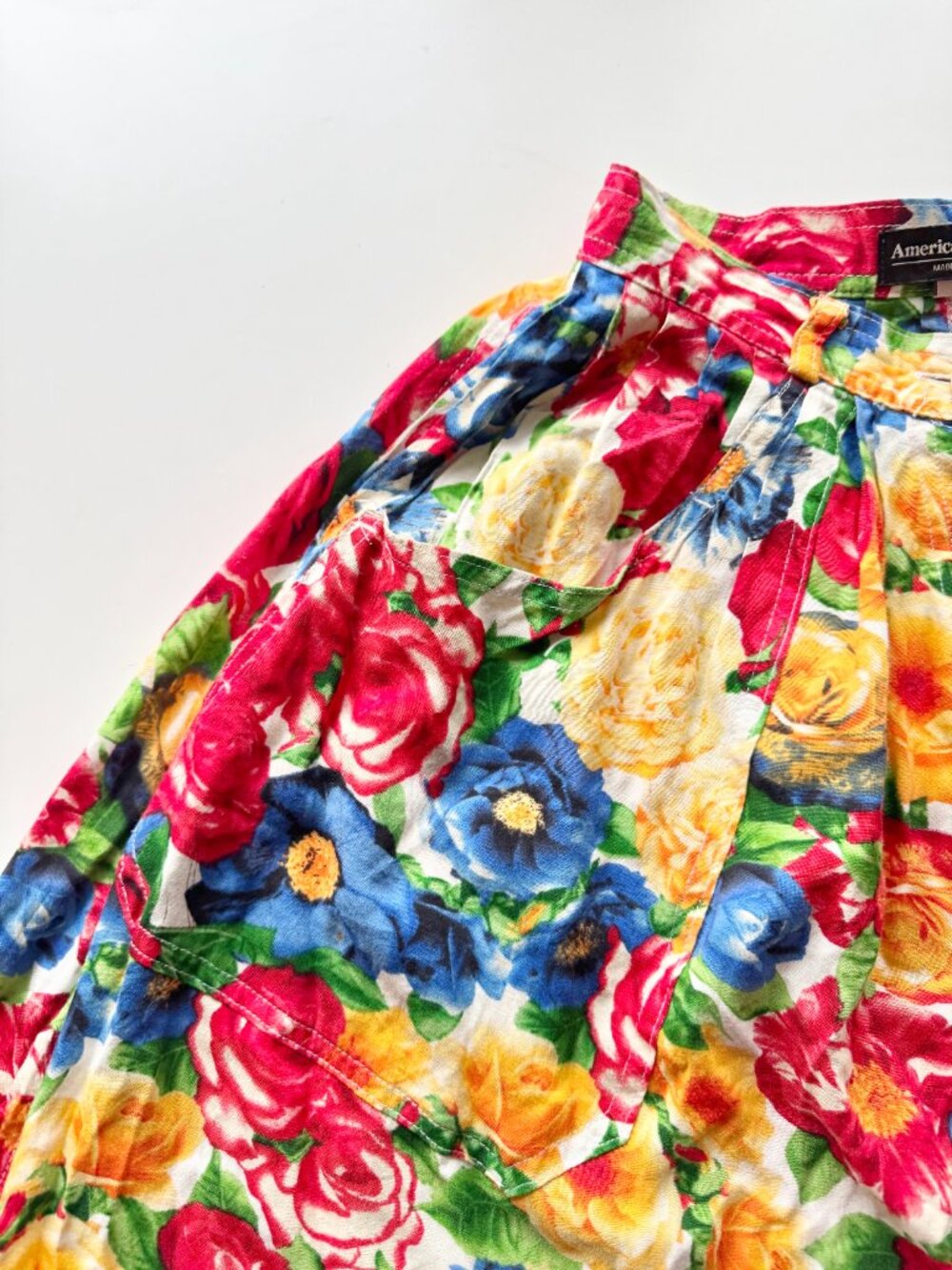 AMERICAN APPAREL Floral Print Viscose Twill A-Line Midi Skirt, Size XS - Picture 3 of 7